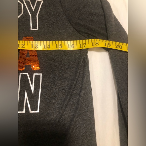 LOL Vintage Happy Holla Ween gray & orange/silver flip sequin long sleeve t, XL - Picture 6 of 14